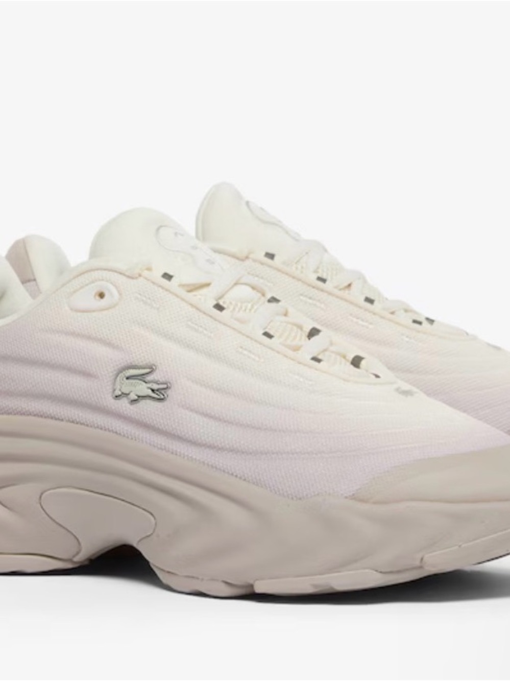 Lacoste Cream and Light Pink Low-Top Wave Sneakers